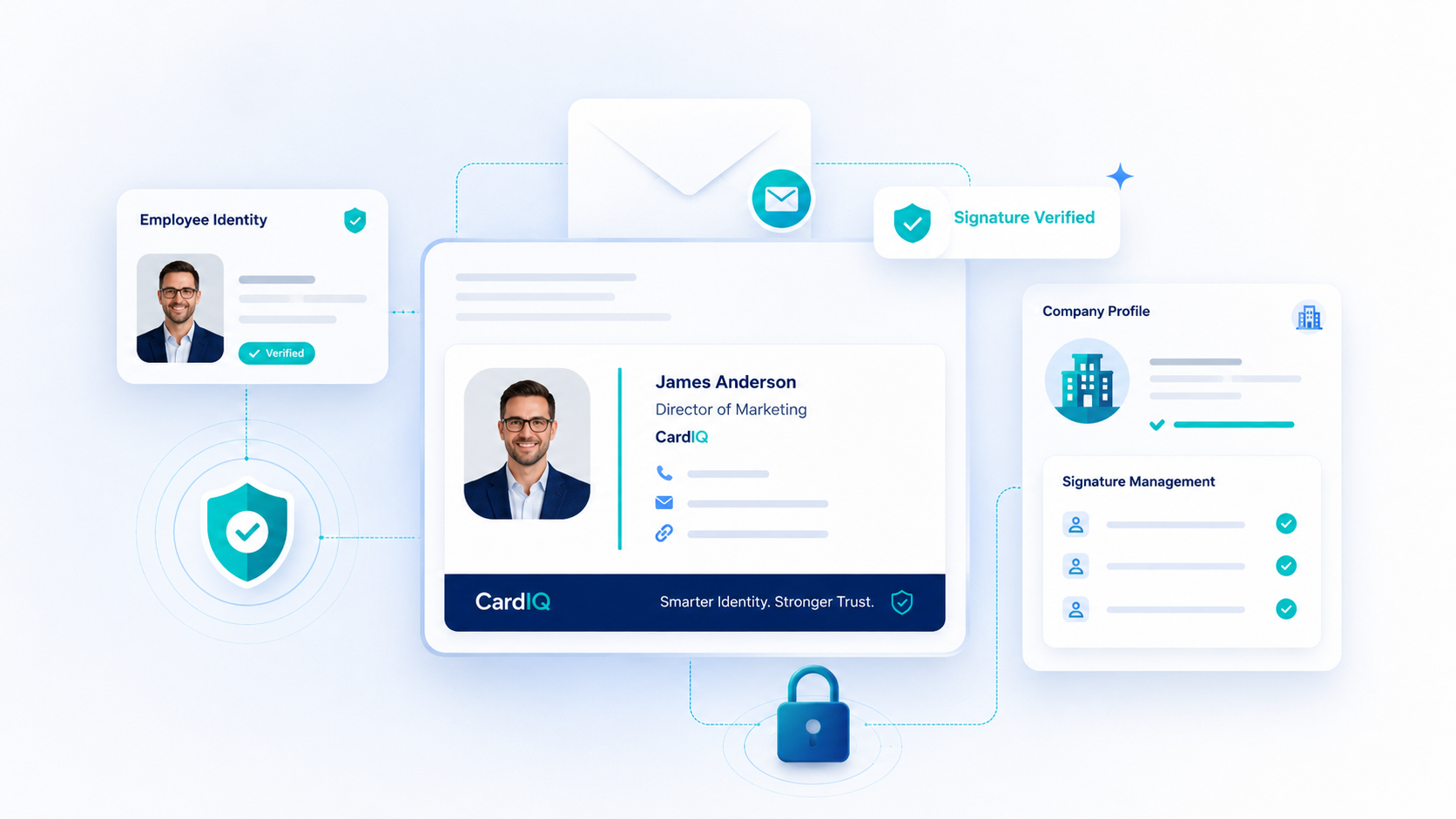 تحكم CardIQ في هوية الموظف عبر نقاط التواصل المهنية